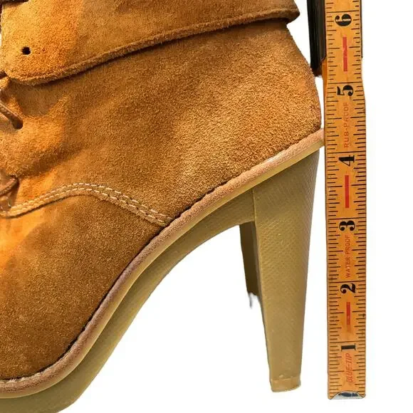 Michael Kors Womens Stiletto Heeled Tan Lace Up Suede Ankle Booties - Size 7M - Picture 4 of 12